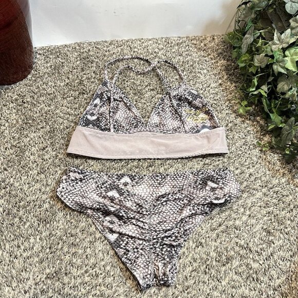 Talie Golds Two Piece Bikini Brown Snakeskin Size S - Picture 6 of 8